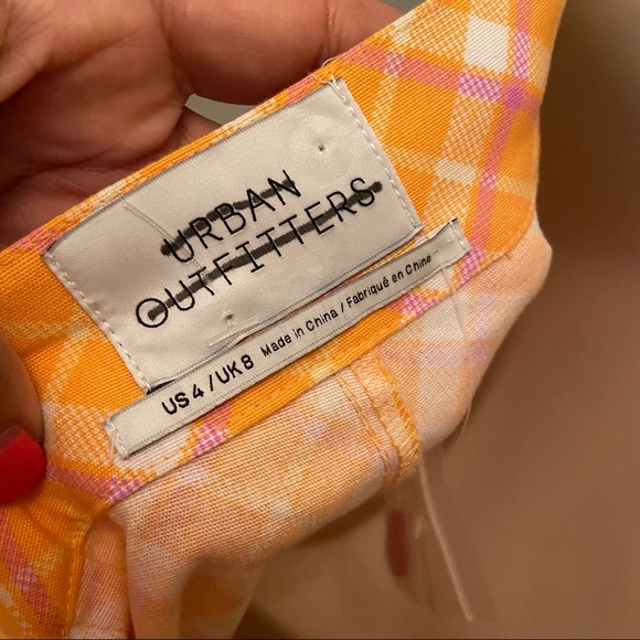 Urban Outfitters Orange Plaid Super High Rise Trouser Retro Y2K Pants - Picture 4 of 5